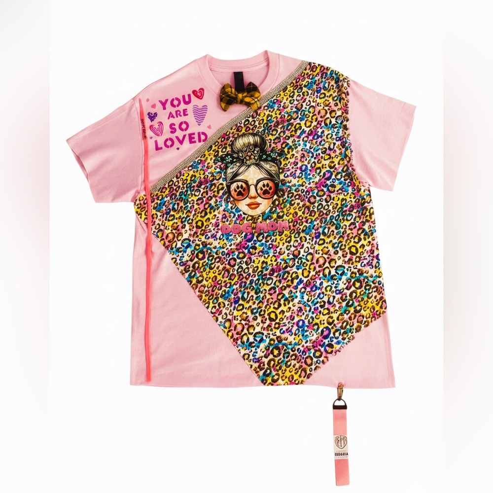 BBMIA Couture Custom Tee Dod Mom Trendy Pink Graphic Short Sleeve Tee Sz L